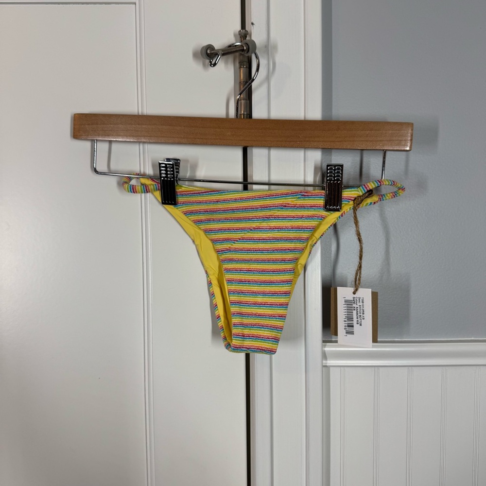 FREE PEOPLE X TOAST Stitch Rainbow Ribbed Bikini Bottom Size XS - Picture 7 of 7